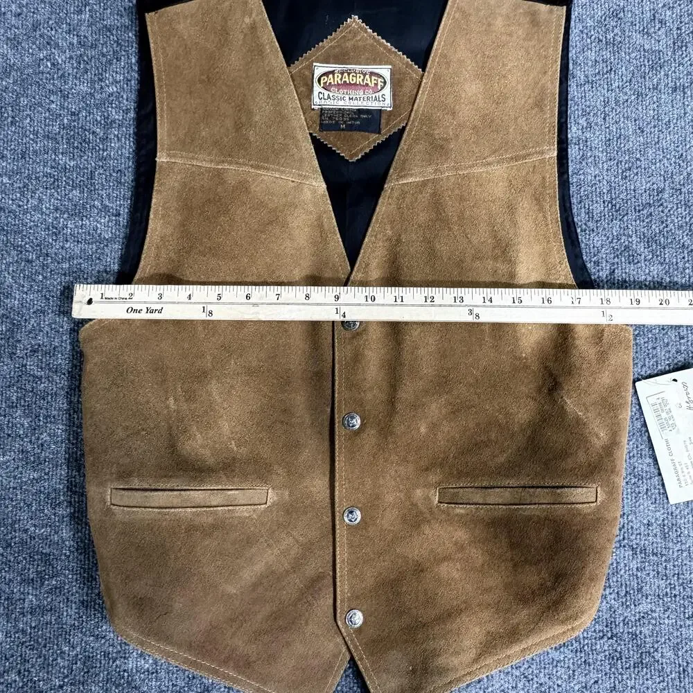 Paragraff Suede Leather Vest Mens Medium Brown Southwestern Cowboy Western